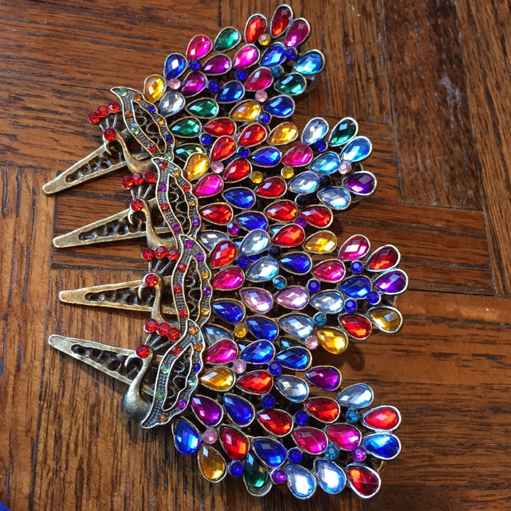 Peacock Hair Clip Multicolor - Picture 4 of 8